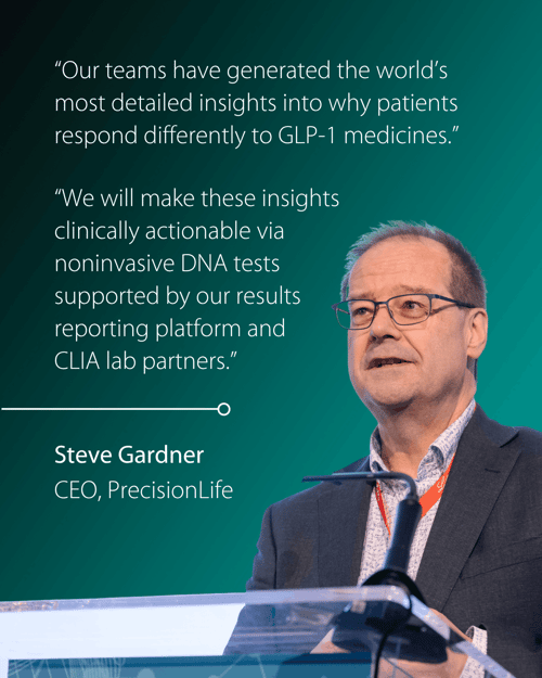 PrecisionLife CEO, Steve Gardner quote - Our teams have generated the world’s most detailed GLP-1 insights